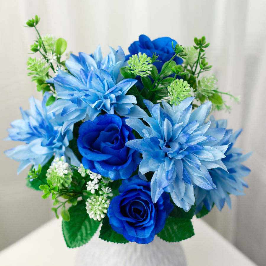 17" Roses & Dahlia Bush: Blue (12 Stem)