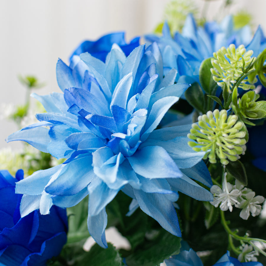 17" Roses & Dahlia Bush: Blue (12 Stem)