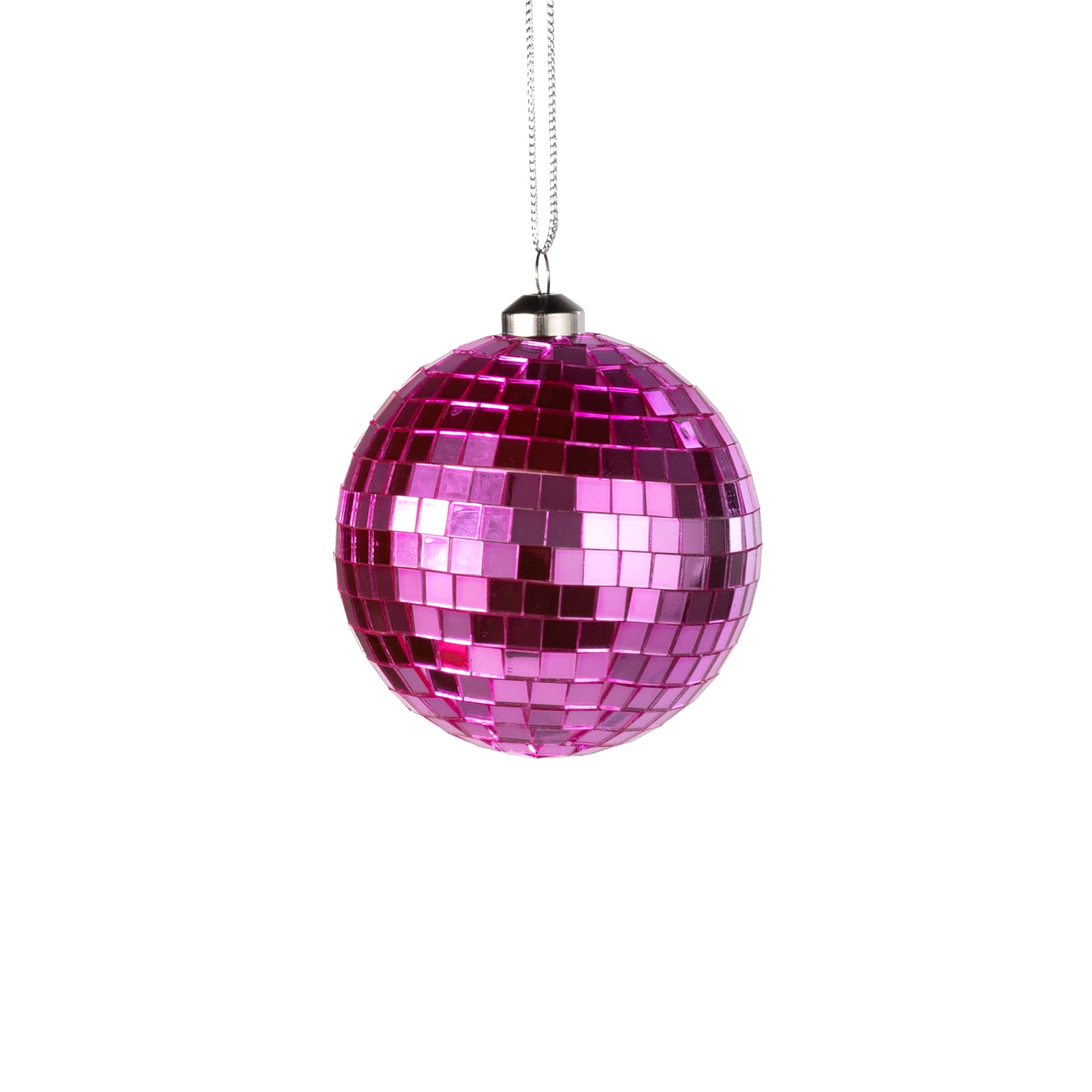 80mm Mirror Disco Ball Ornament: Pink