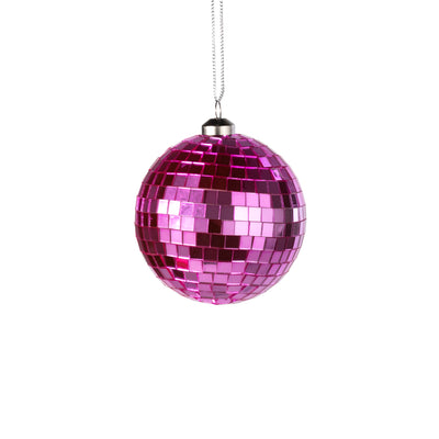 80mm Mirror Disco Ball Ornament: Pink