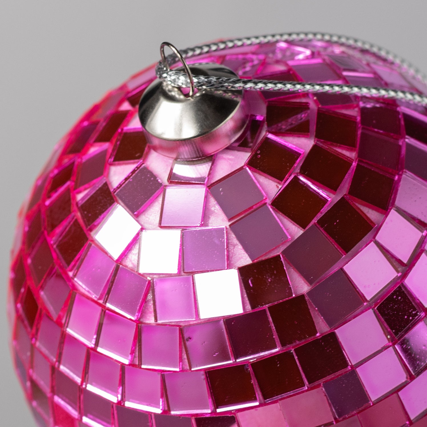 80mm Mirror Disco Ball Ornament: Pink