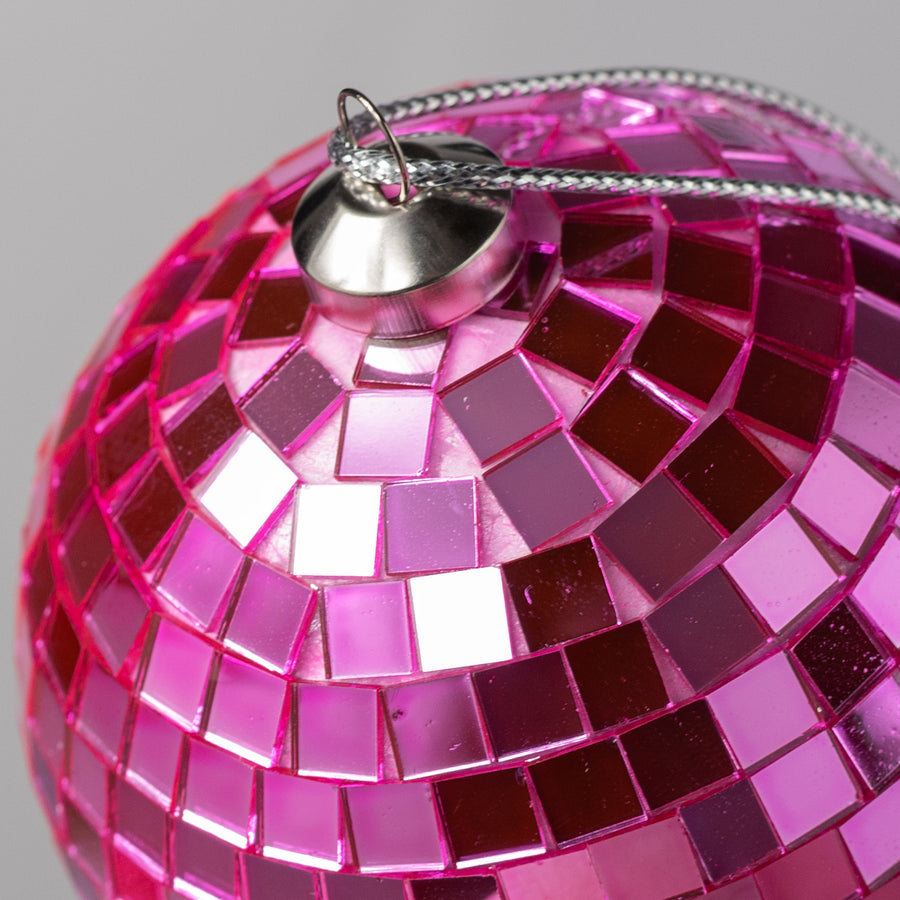 80mm Mirror Disco Ball Ornament: Pink