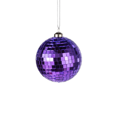 80mm Mirror Disco Ball Ornament: Purple