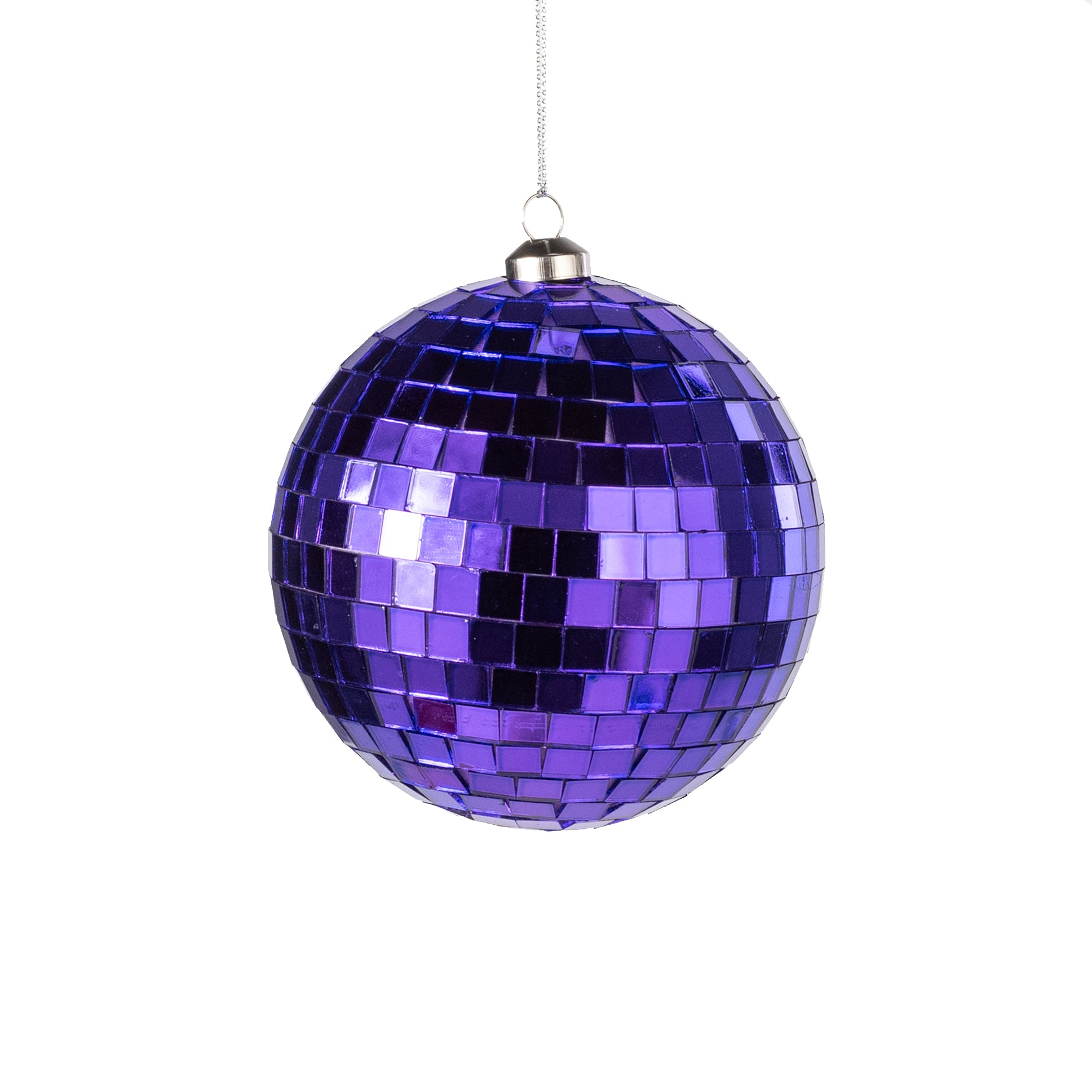 100mm Mirror Disco Ball Ornament: Purple