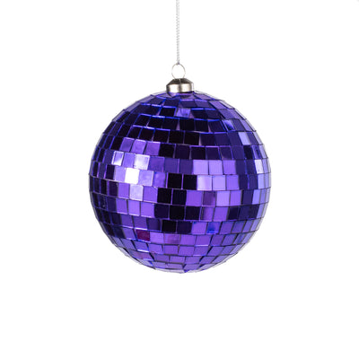100mm Mirror Disco Ball Ornament: Purple