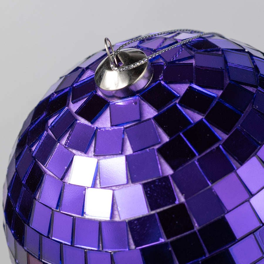 100mm Mirror Disco Ball Ornament: Purple