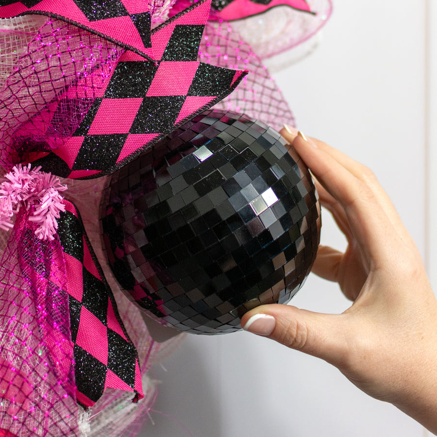 120mm Mirror Disco Ball Ornament: Black