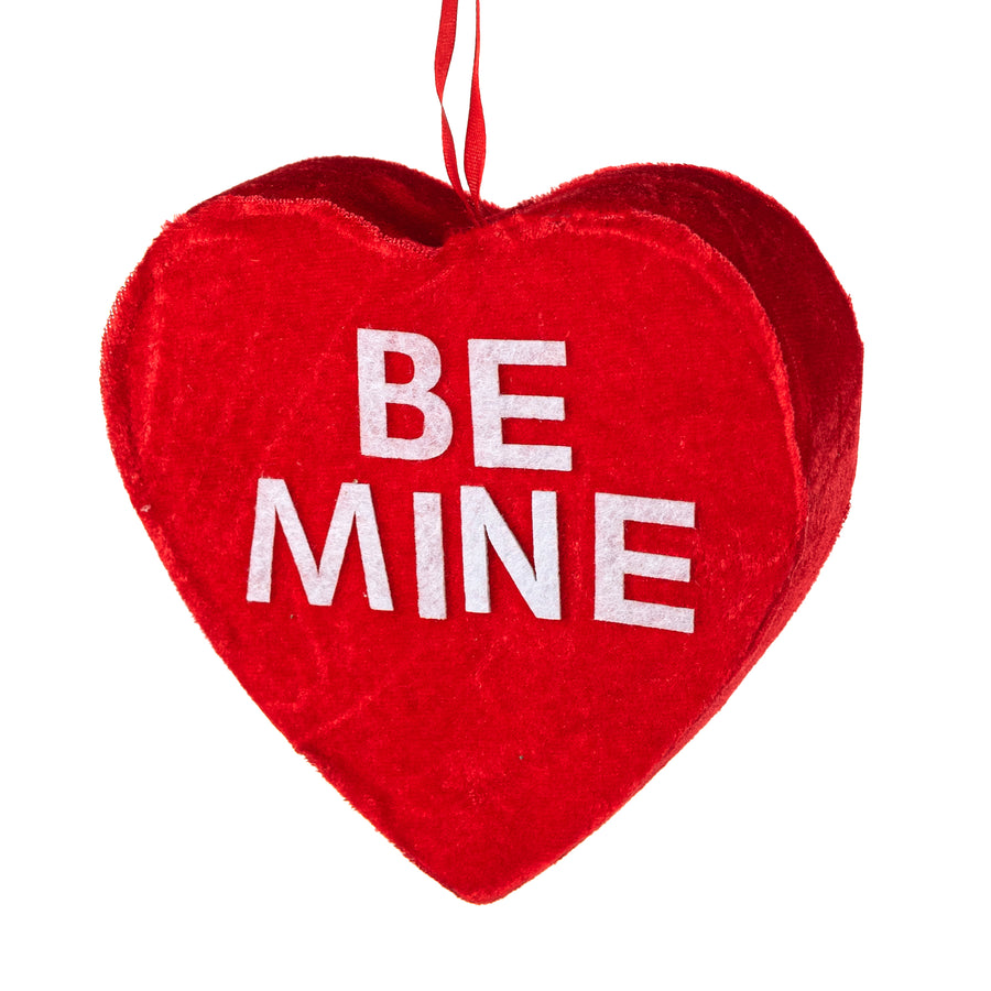 6" Velvet Candy Heart Ornament: Red Be Mine