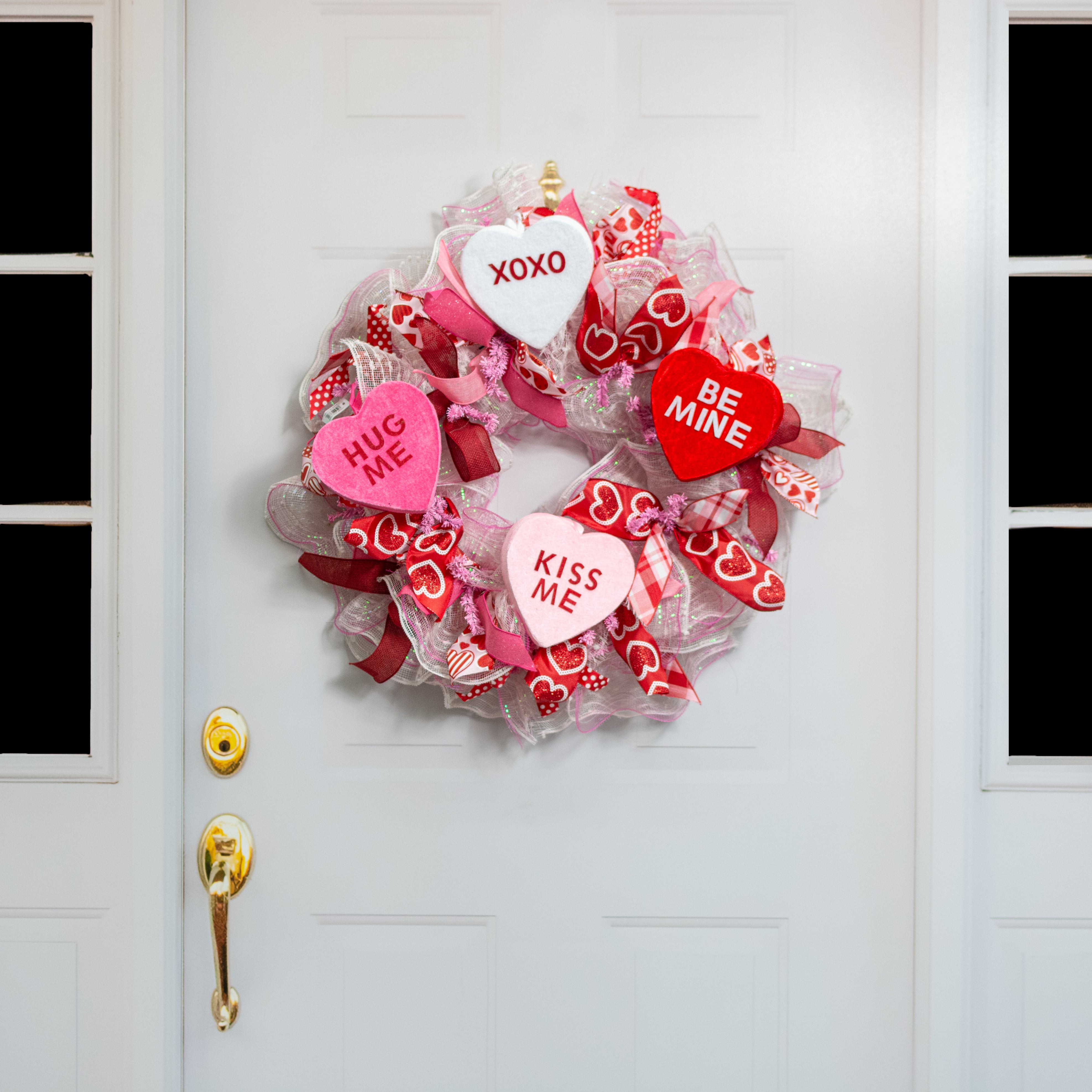 6" Velvet Candy Heart Ornament: Hot Pink Hug Me