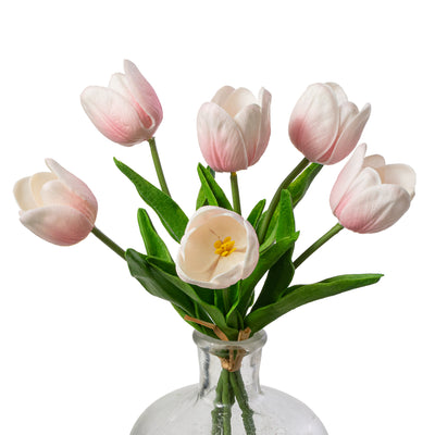 14" Medium Soft Touch Tulip Flower Bundle: Light Pink (6)