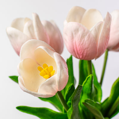 14" Medium Soft Touch Tulip Flower Bundle: Light Pink (6)