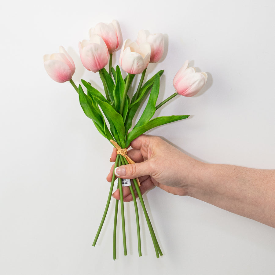 14" Medium Soft Touch Tulip Flower Bundle: Light Pink (6)
