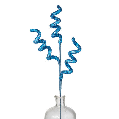 28" Sequin Curly Spray: Blue
