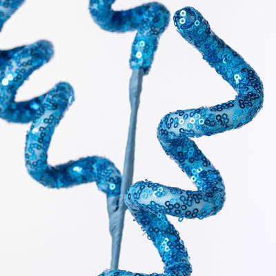 28" Sequin Curly Spray: Blue