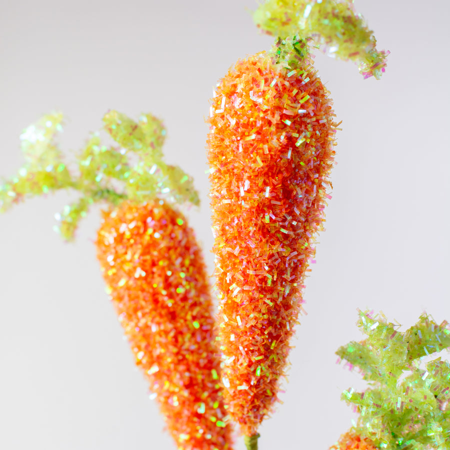 27" V-Cut Foil Carrots Spray: Iridescent Orange