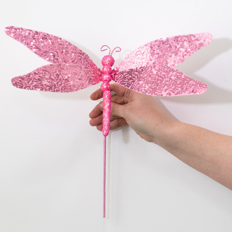 11" Sequin Dragonfly Pick: Pink
