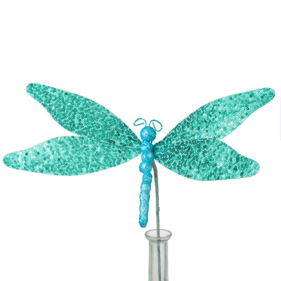 11" Sequin Dragonfly Pick: Turquoise Blue
