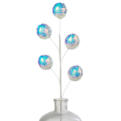 27" Sequin Balls Spray: Iridescent White