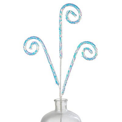 30" Sequin Curls Spray: Iridescent White