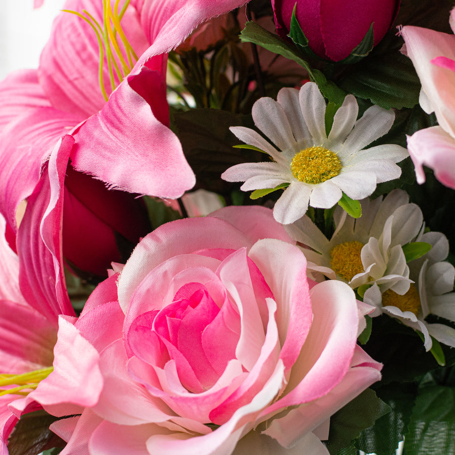 28" Lily, Rose & Daisy Mixed Bush: Pink & Beauty (36 Stem)