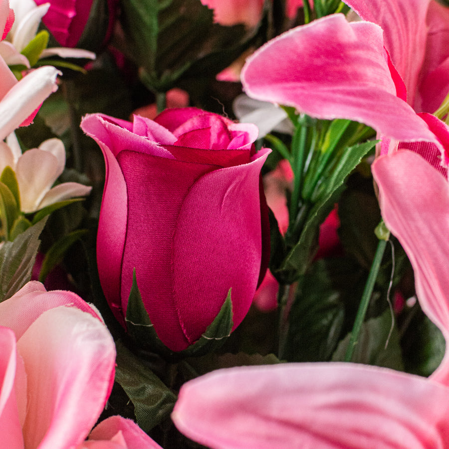 28" Lily, Rose & Daisy Mixed Bush: Pink & Beauty (36 Stem)