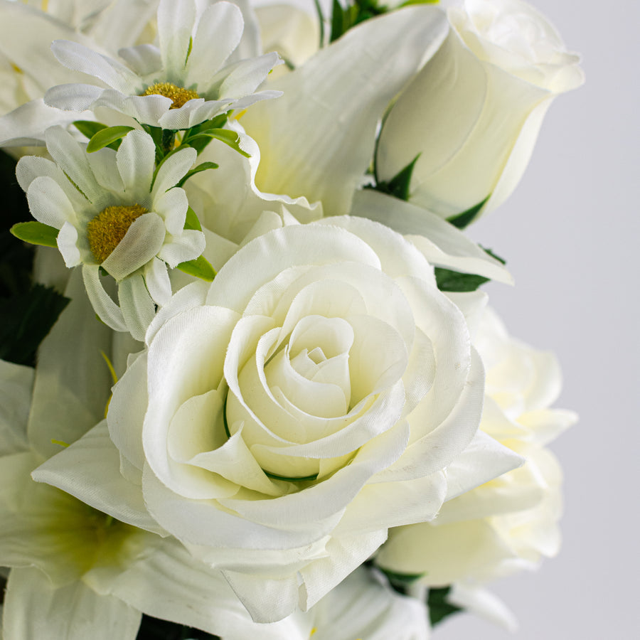28" Lily, Rose & Daisy Mixed Bush: Cream (36 Stem)