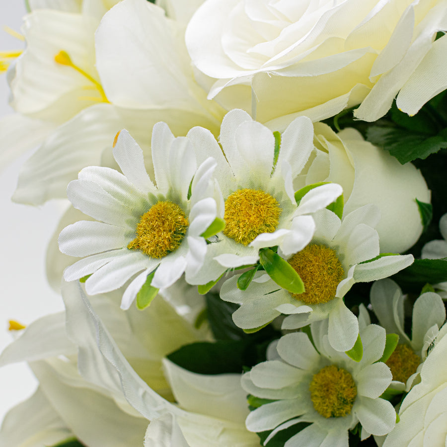 28" Lily, Rose & Daisy Mixed Bush: Cream (36 Stem)