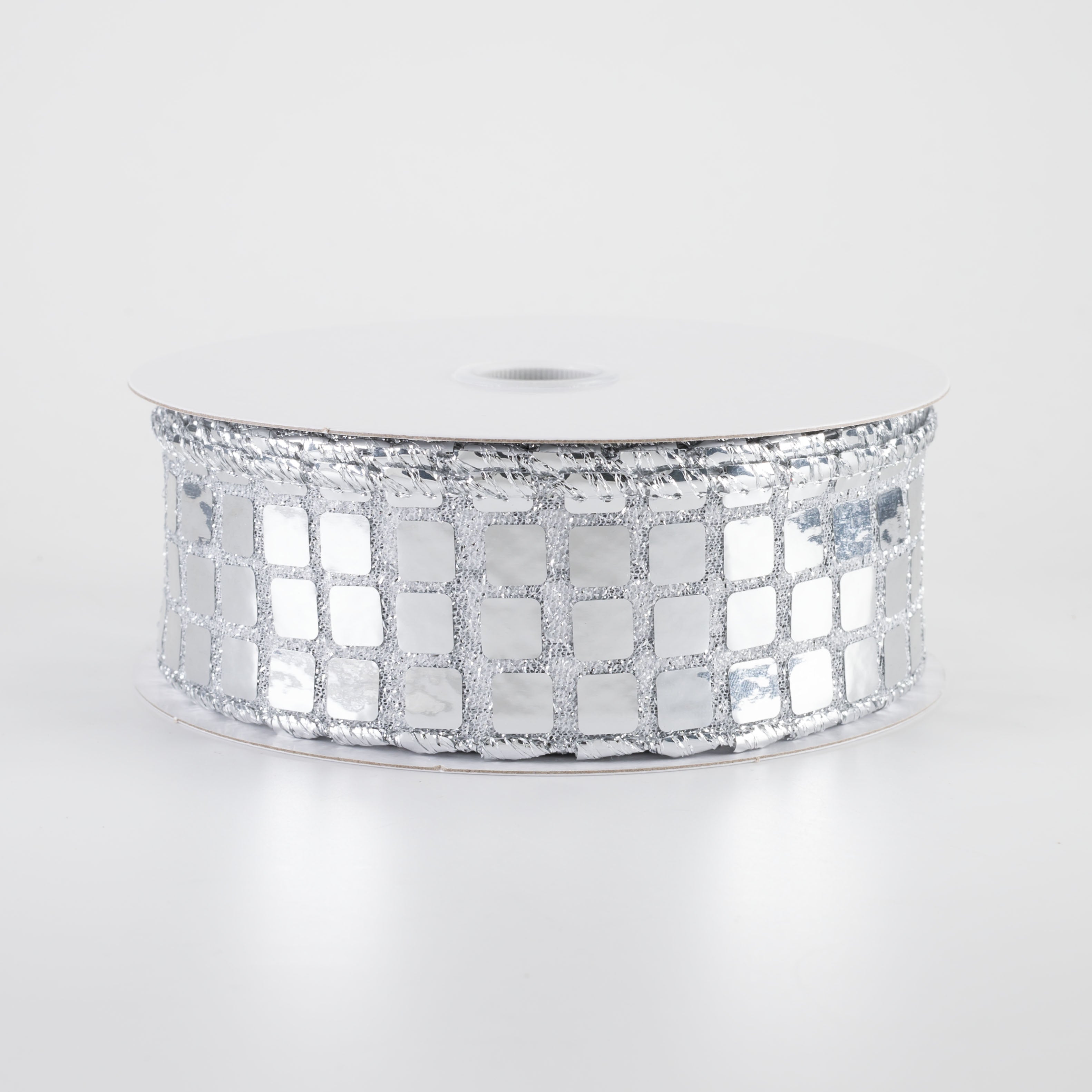 1.5" Mirror Disco Ball Ribbon: Silver (10 Yards)