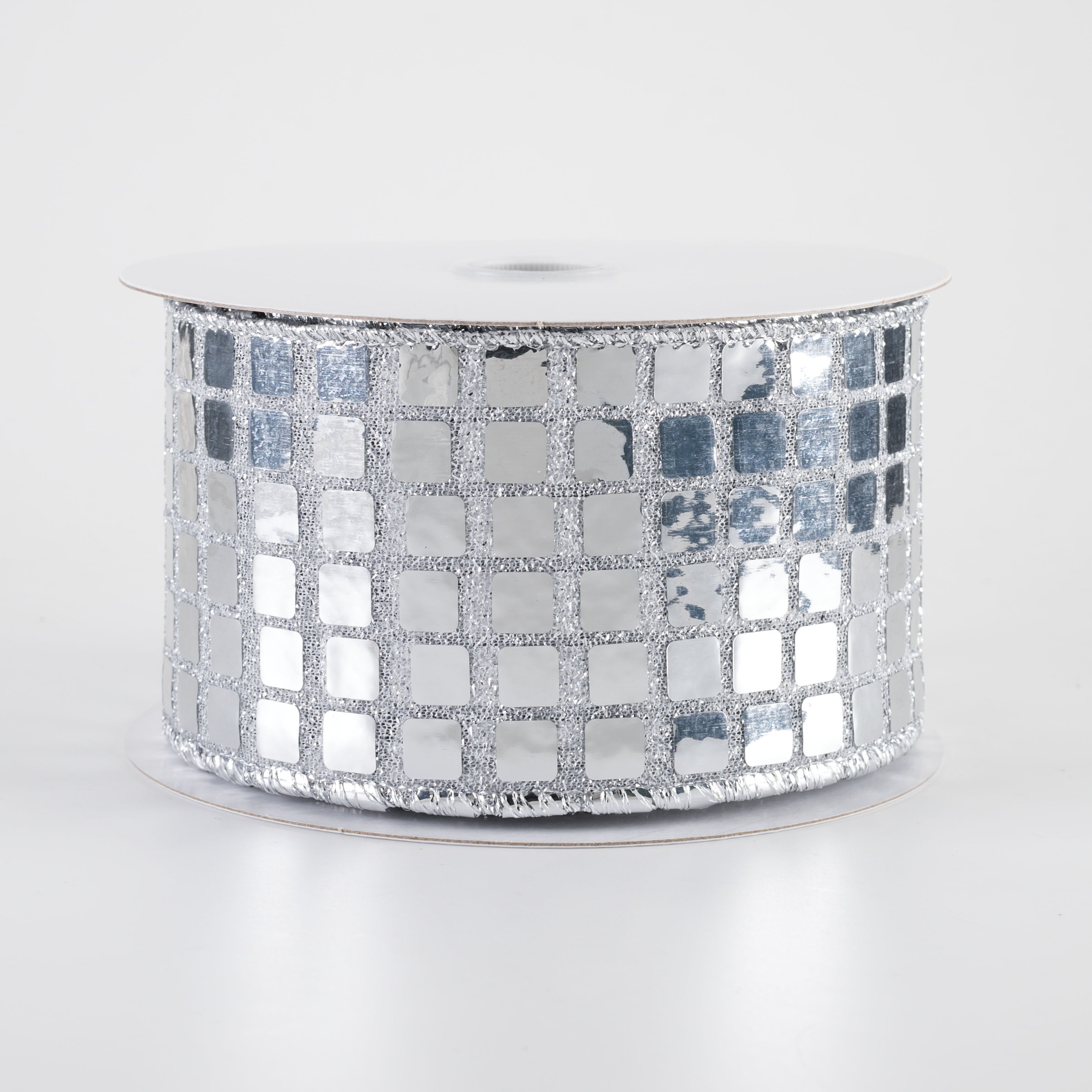2.5" Mirror Disco Ball Ribbon: Silver (10 Yards)