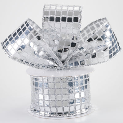 2.5" Mirror Disco Ball Ribbon: Silver (10 Yards)