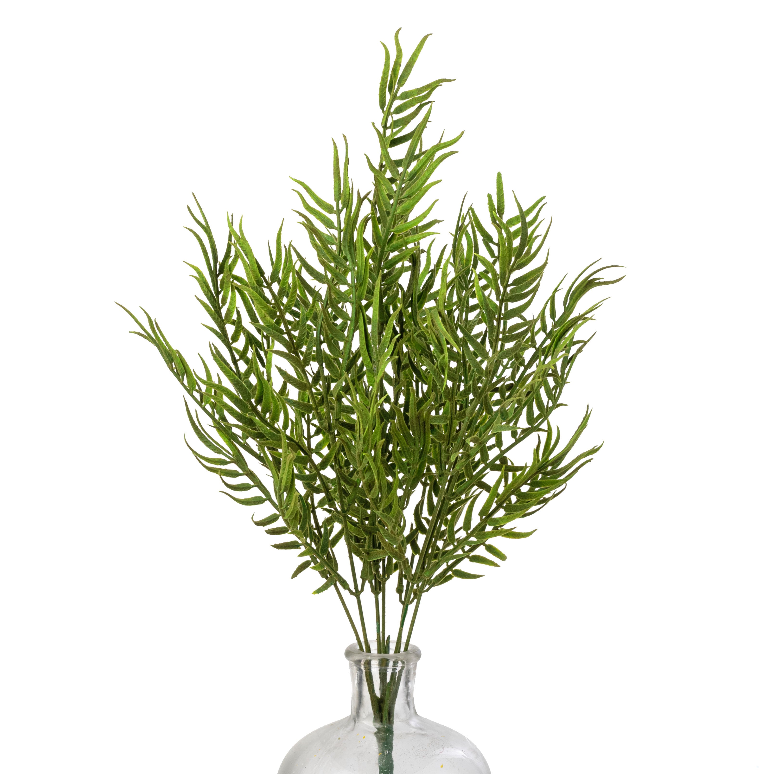 21" Flocked Plastic Fishtail Fern Bush