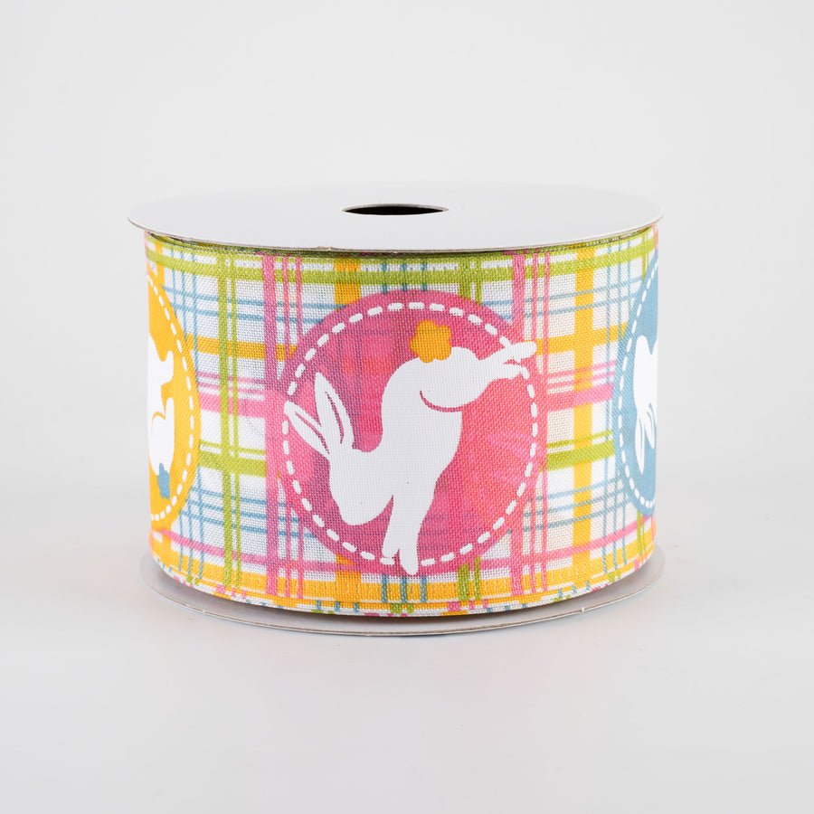 2.5" Pastel Plaid Scrapbook Bunnies Ribbon (10 Yards)