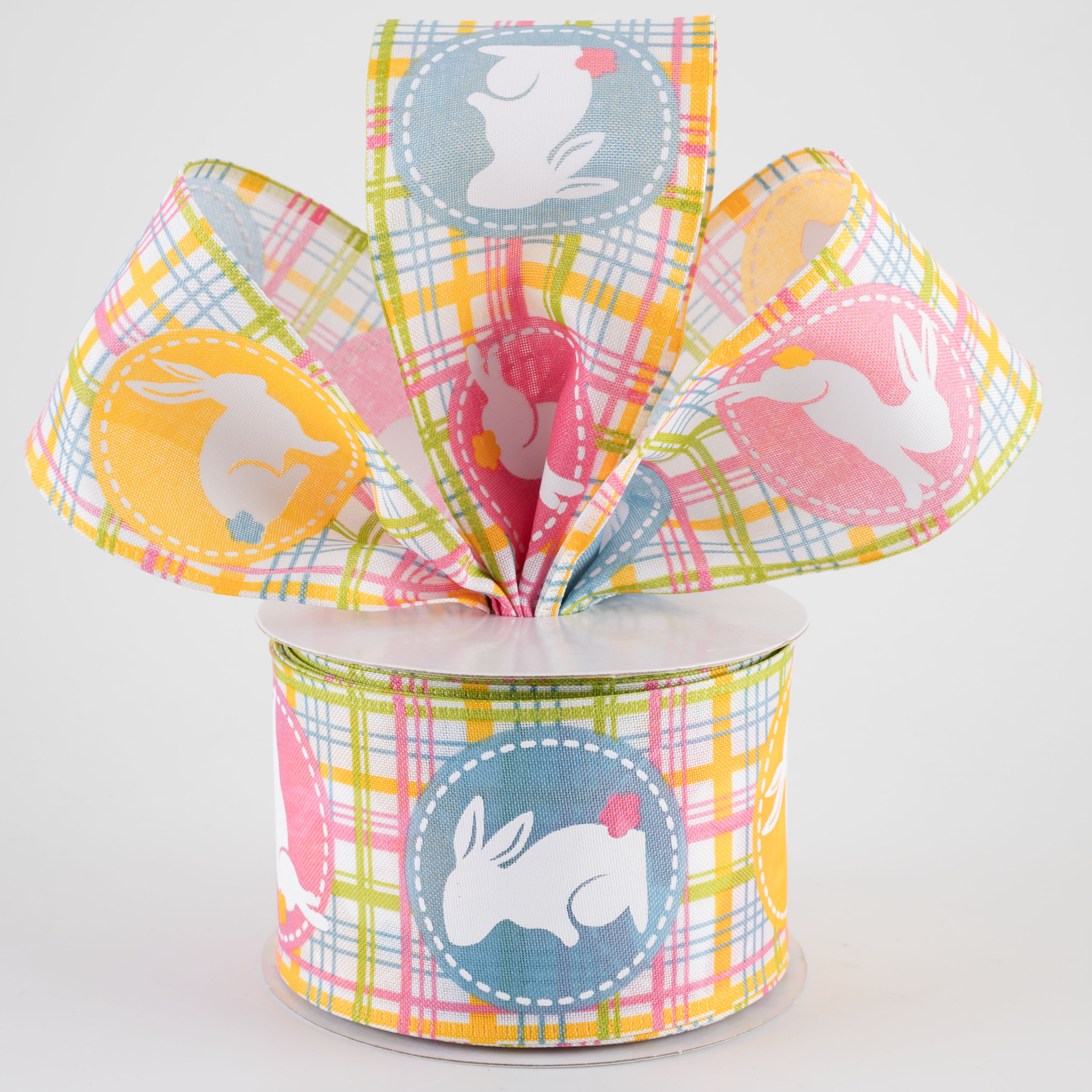 2.5" Pastel Plaid Scrapbook Bunnies Ribbon (10 Yards)