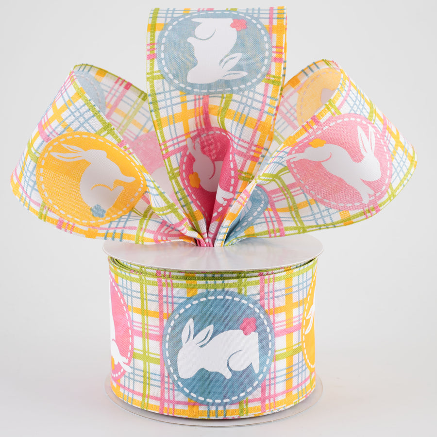 2.5" Pastel Plaid Scrapbook Bunnies Ribbon (10 Yards)