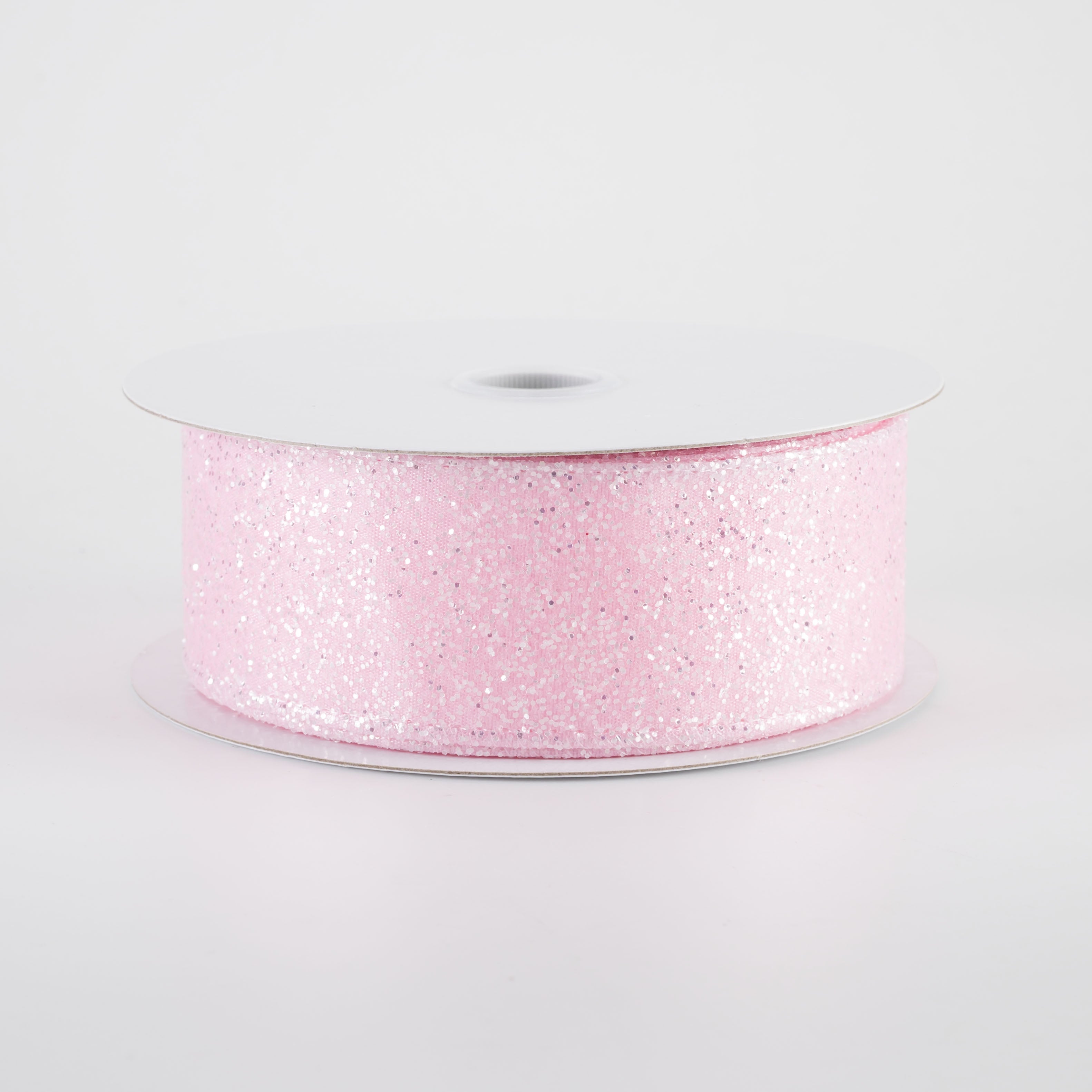 1.5" Candy Glittered Satin Ribbon: Light Pink (10 Yards)