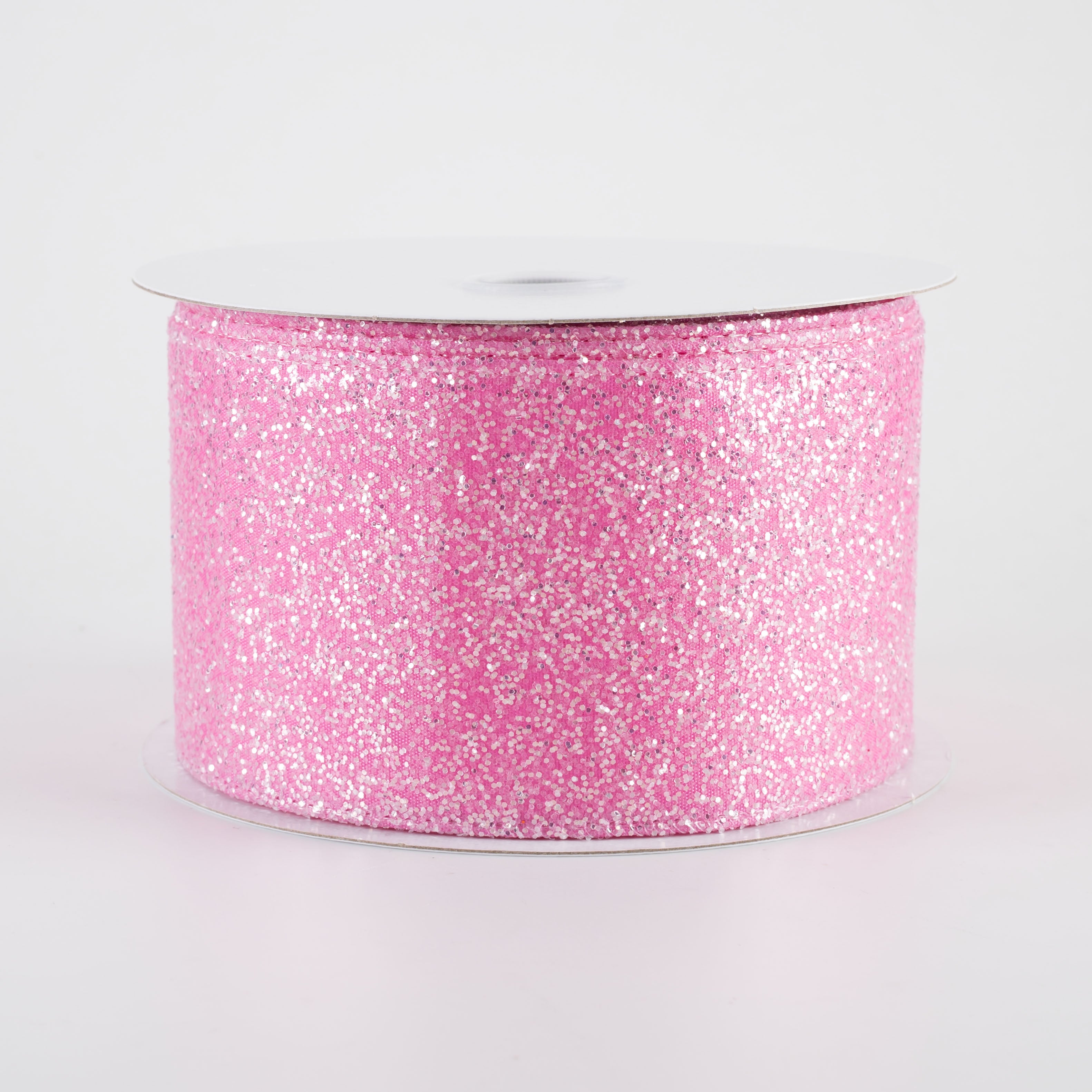 2.5" Candy Glittered Satin Ribbon: Fuchsia Hot Pink (10 Yards)