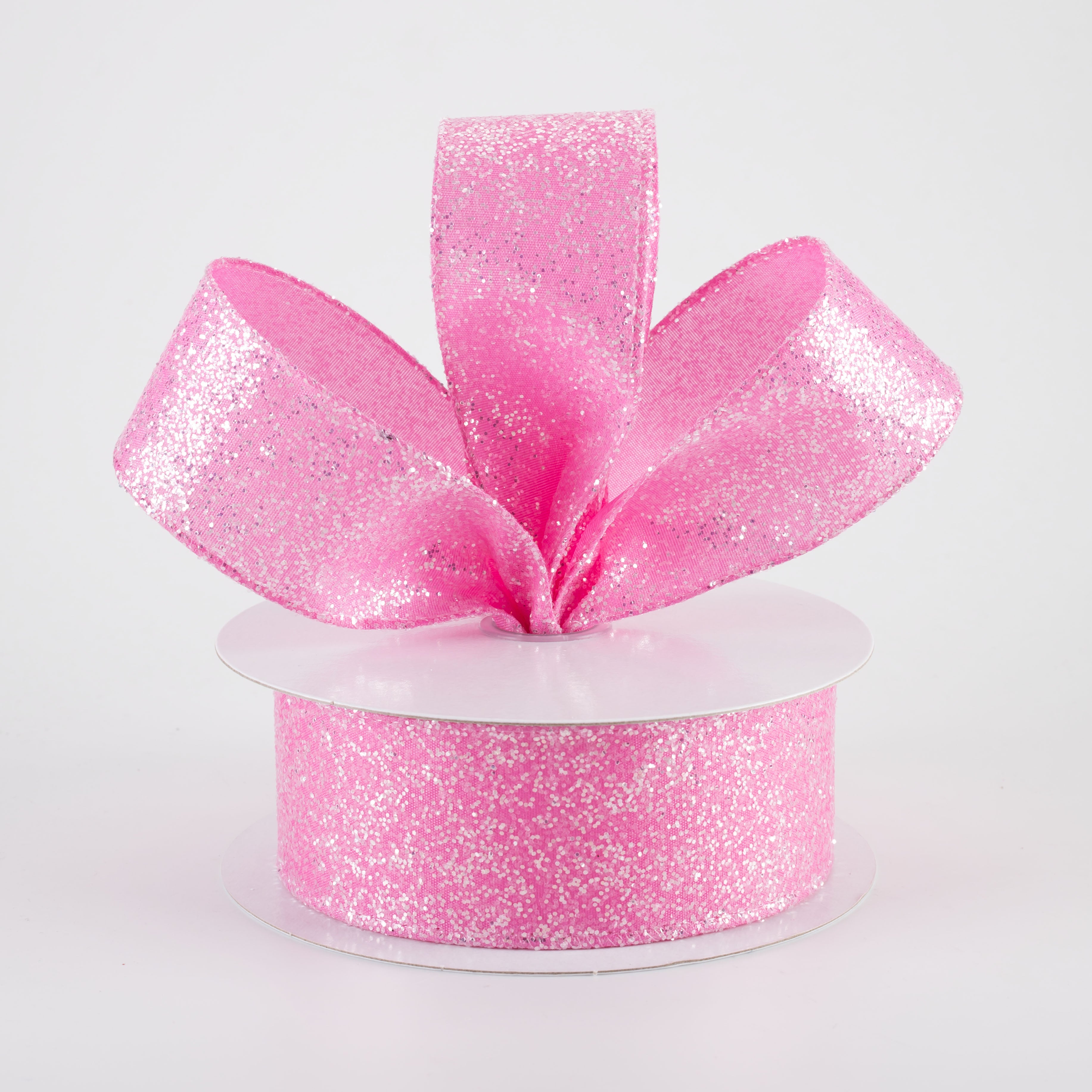 1.5" Candy Glittered Satin Ribbon: Fuchsia Hot Pink (10 Yards)