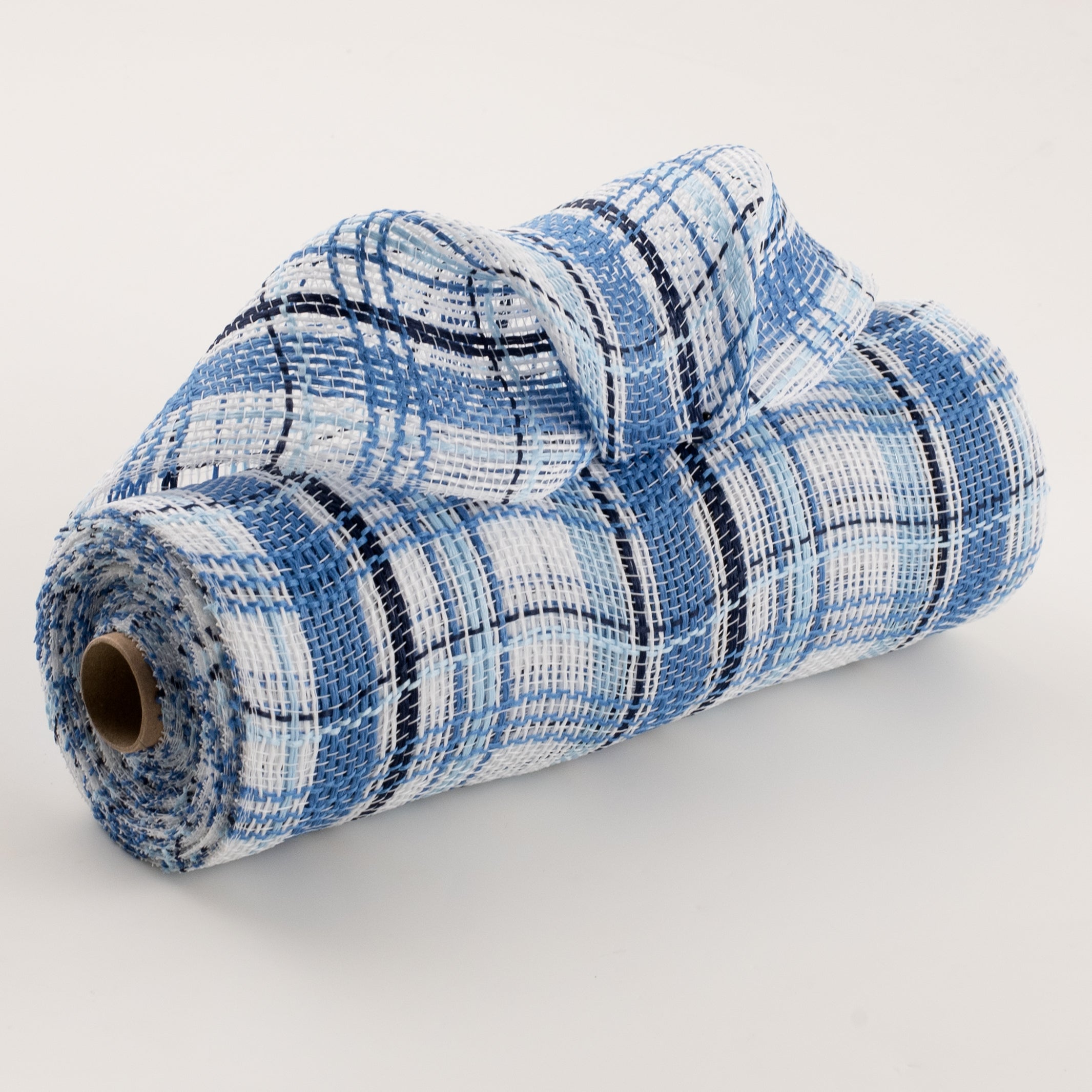 10" Fabric Plaid Mesh: Navy, Light Blue & White