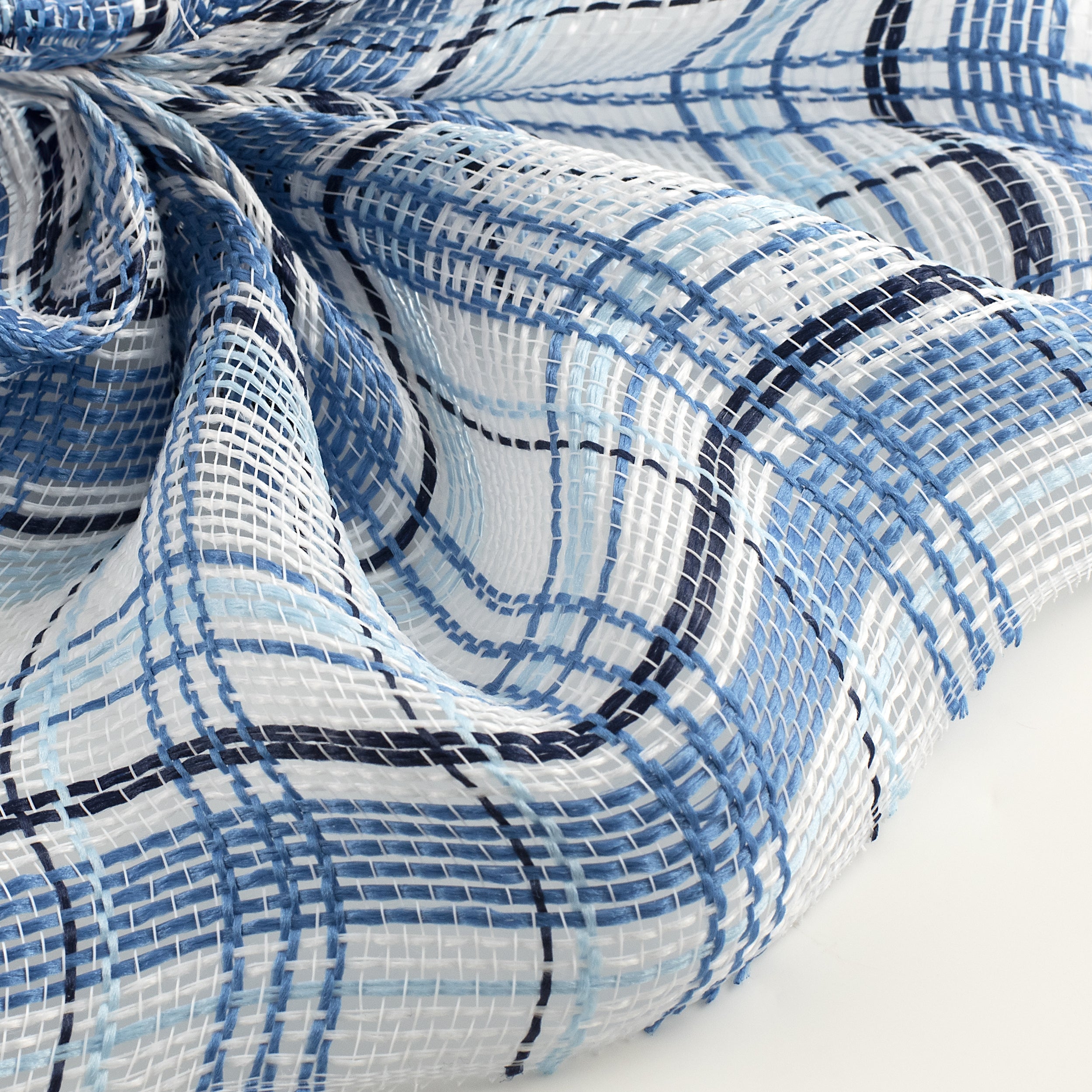 10" Fabric Plaid Mesh: Navy, Light Blue & White