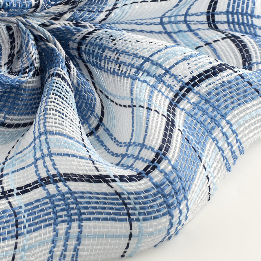 10" Fabric Plaid Mesh: Navy, Light Blue & White