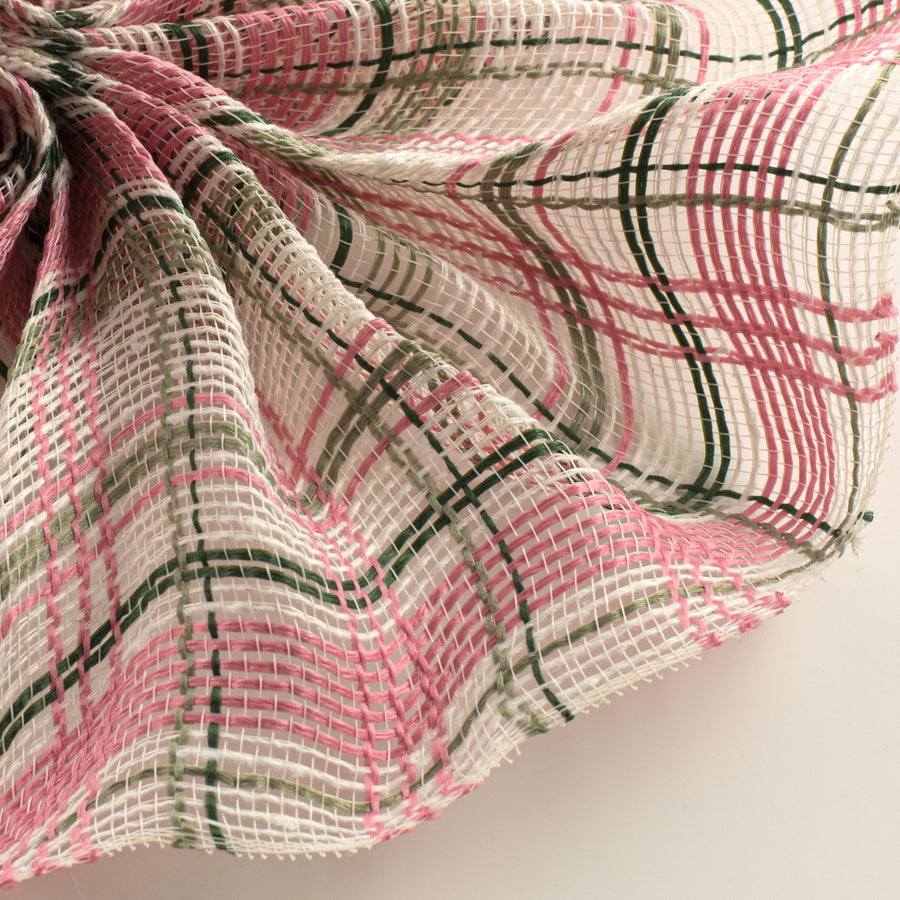 10" Fabric Plaid Mesh: Pink, Green & Cream
