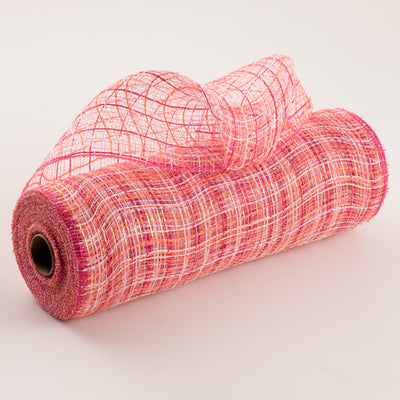 10" Iridescent Fabric Tweed Mesh: Fuchsia Pink & Coral Orange