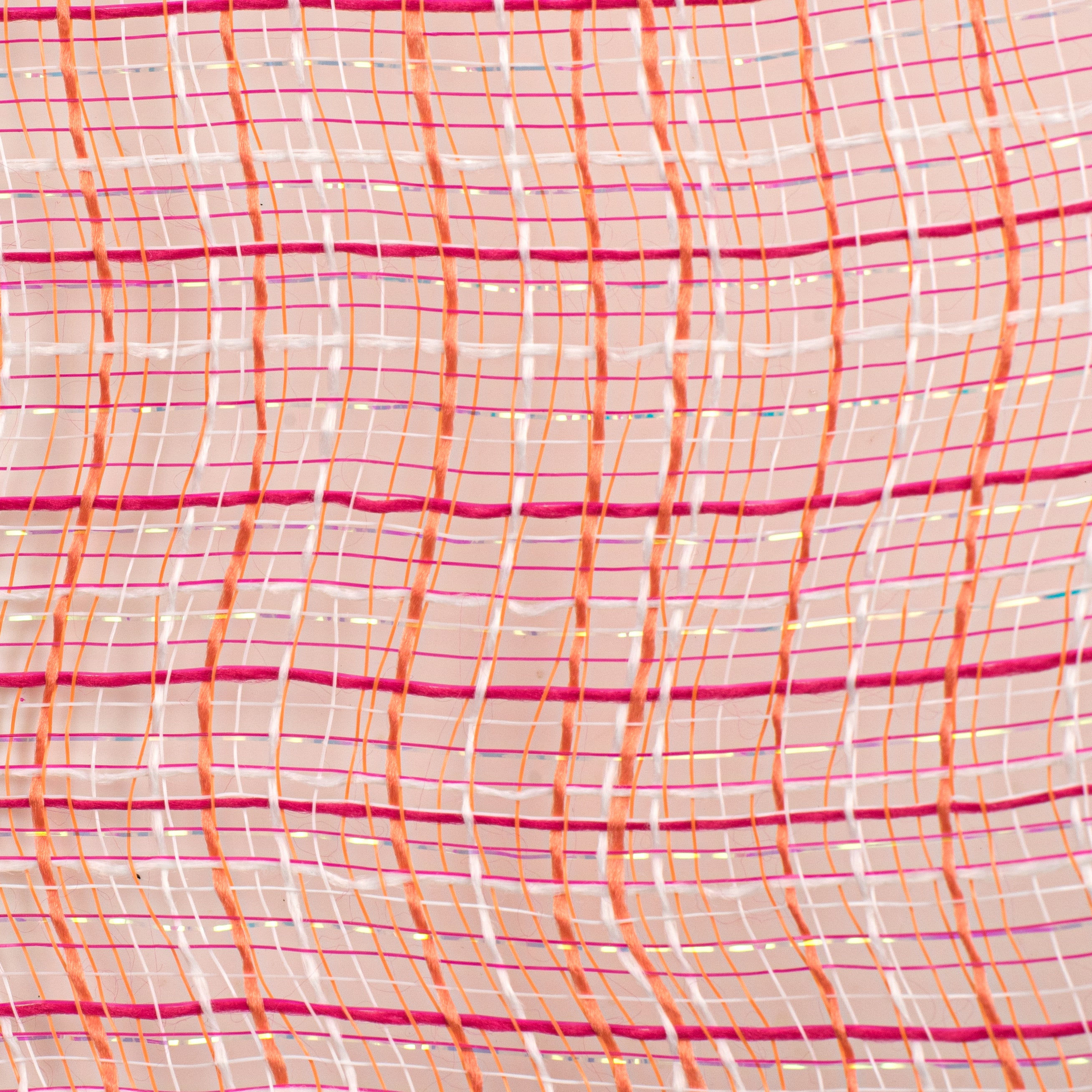 10" Iridescent Fabric Tweed Mesh: Fuchsia Pink & Coral Orange