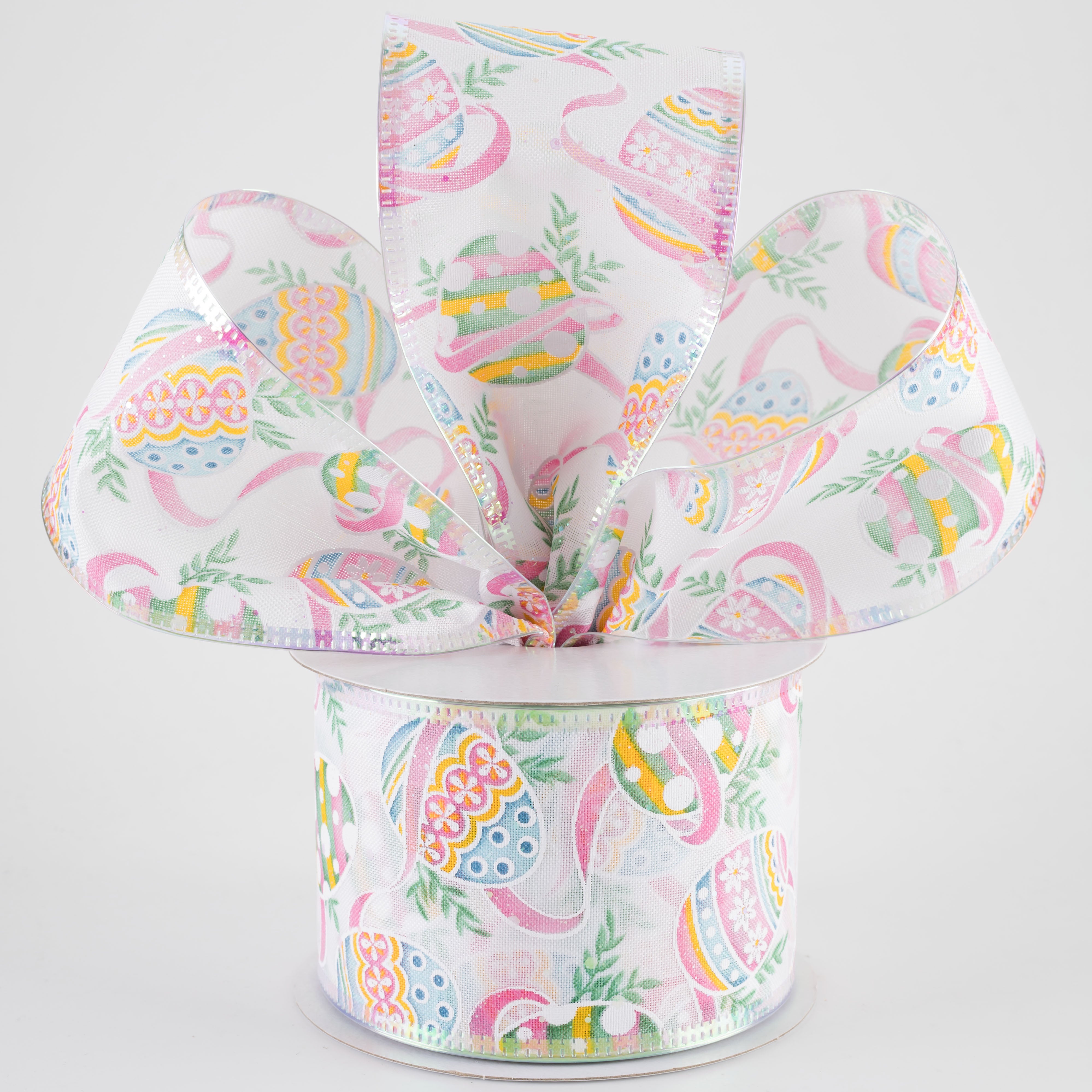 2.5" Iridescent Pastel Easter Eggs Ribbon (10 Yards)