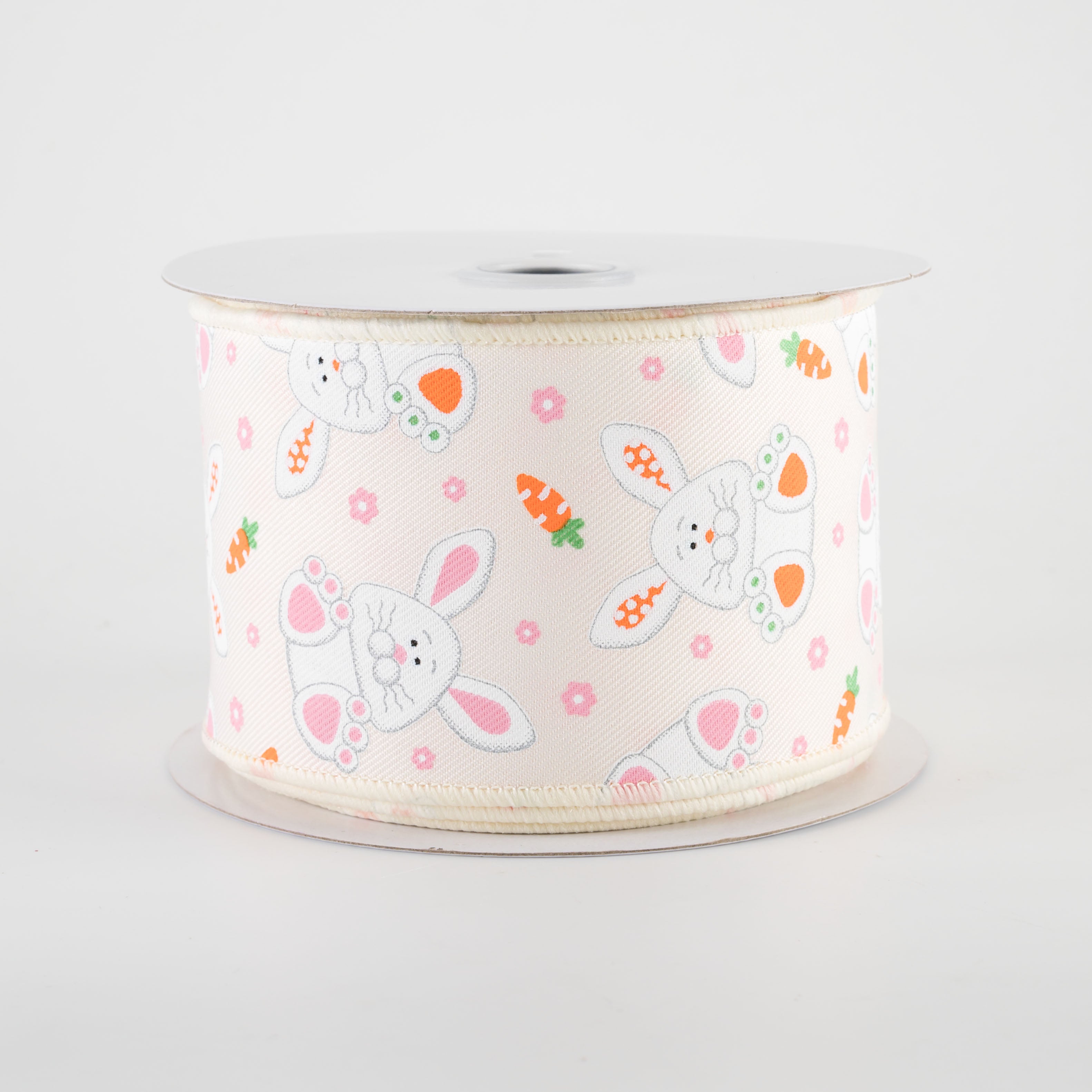 2.5" Playful Bunnies Ribbon: Ivory (10 Yards)