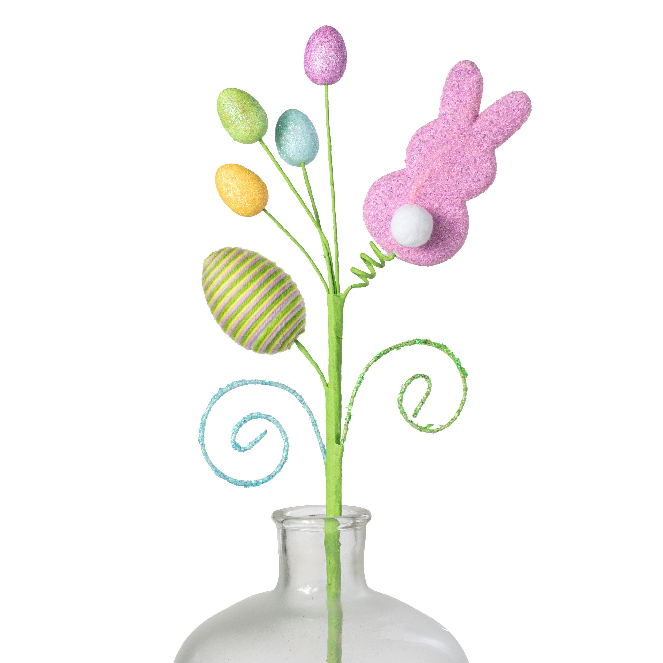 22" Marshmallow Bunny & Iridescent Easter Eggs Spray