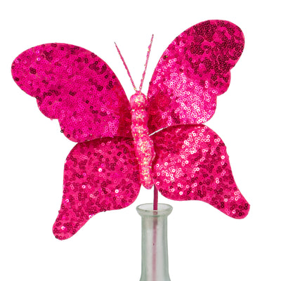 11" Sequin Butterfly Pick: Hot Pink