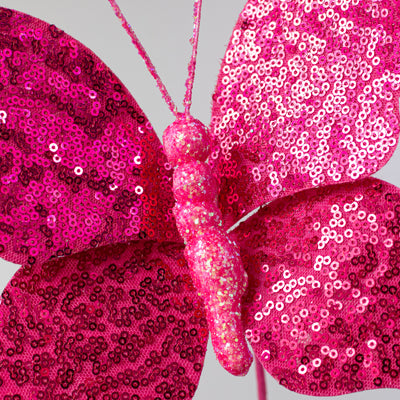 11" Sequin Butterfly Pick: Hot Pink
