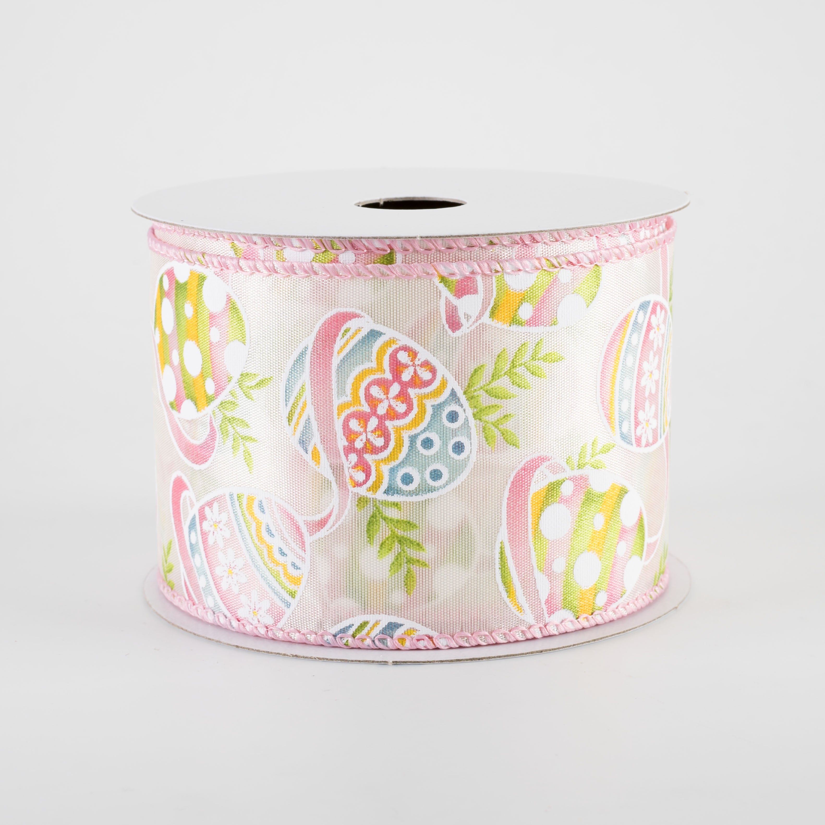 2.5" Pastel Easter Eggs Ribbon: Ivory (10 Yards)