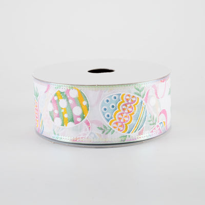 1.5" Iridescent Pastel Easter Eggs Ribbon (10 Yards)